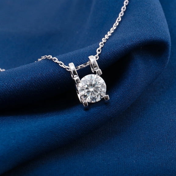 2Ct Lab Created Diamond Solitaire Pendant With Chain 14K White Gold Finish