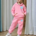 thumbnail image 5 of Girls Tracksuit Pink Casual Print Hoodie and Pants Fashionable Two Piece Outfit for Kids Comfortable Daily Wear Toddler Athleisure, 5 of 7