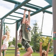 Lifetime Kid's Monkey Bar Adventure Metal Swing Set with Slide, Belt Swings and Trapeze Bar (91028)
