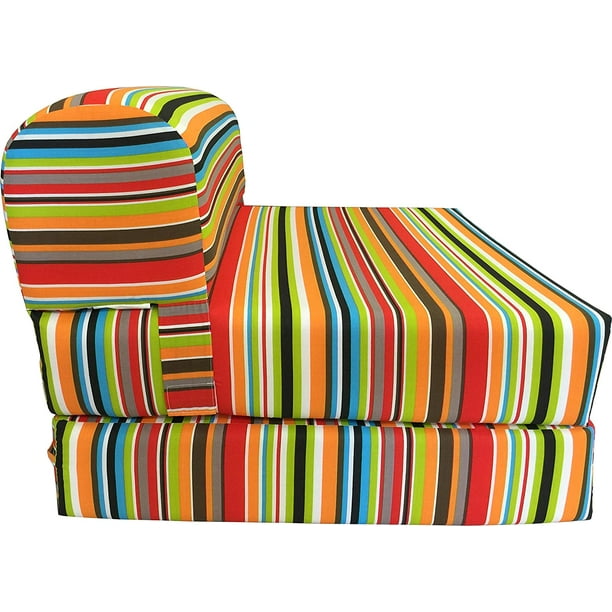 Multi Colors Stripes Sleeper Chair Folding Foam Bed Sized 70 x 32 x 6