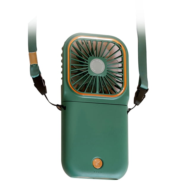 Ventilador Portátil de Cuello con USB Recargable, Plegable y Ajustable, Ideal para Viajes, Oficina y Actividades al Aire Libre, Color Verde, Batería de 3000mAh, 3 Velocidades y Soporte para Teléfono