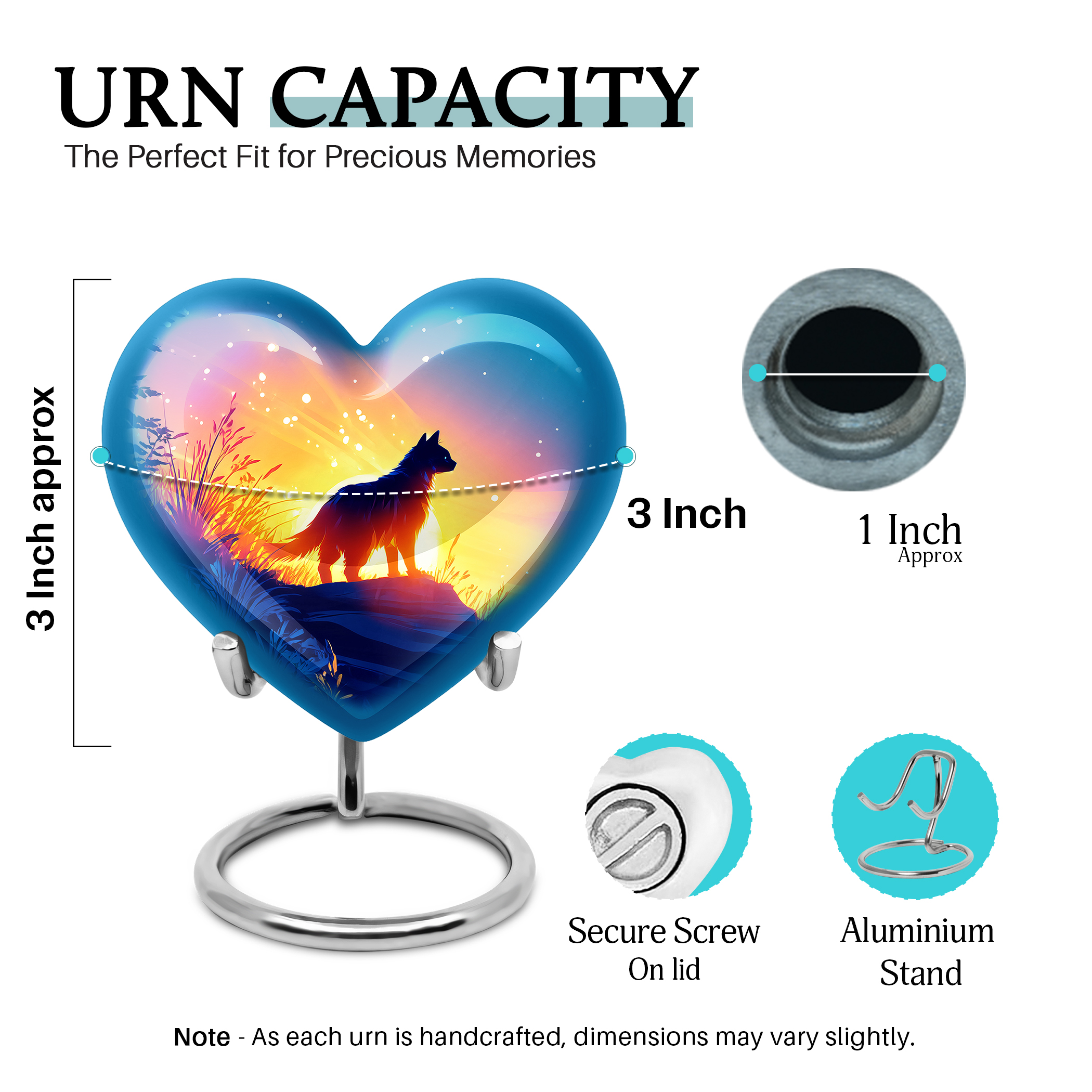 SABURIAL Cat Funeral Urns for Male & Female - Memorial Ashes for Adult - 3 Inch - Pack of 1 - Cremation Burial Urns - Human Remains Urn - Keepsakes Urn for Ashes