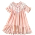 thumbnail image 3 of KAUOD Girls Muslim Long Dress 𝐈slamic Kids Abaya Prayer Dresses Lace Embroidery Soft Short Sleeve Traditional Eid Clothes, 3 of 5