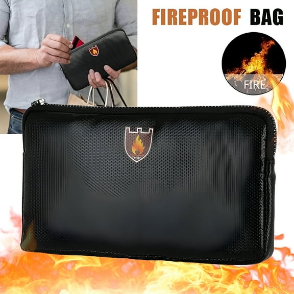 LAMIRO Fireproof Waterproof Document Bag File Money Safe Box Secret File Protect Pouch