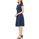 thumbnail image 4 of Vestido midi de algodón con botones y mangas cortas de INSPIRE CHIC para mujer L azul marino, 4 of 7