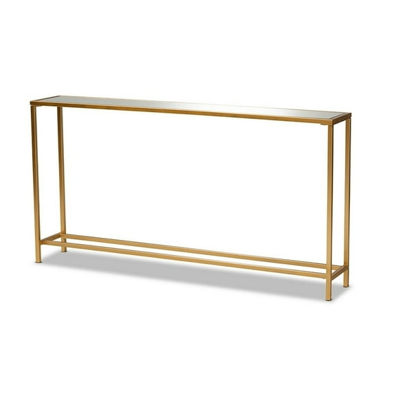 Baxton Studio Alessa Modern and Contemporary Glam Gold Finished Metal and Mirrored Glass Console Table
