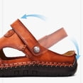 thumbnail image 5 of Roman Sandals for Men, Mens Leather Sandals, Fisherman Sandals for Men, Slip On Sandals for Men, Athletic Sandals for Men, Men's Leather Hollow Athletic Sandals Slip-On Roman Casual Shoes, Brown 9, 5 of 9