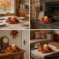 thumbnail image 4 of AYktou Fall Candle Rings, 11.8 Inch Artificial Maple Leaves Berries Pumpkin Wreath Candlestick, Thanksgiving Table Decor Farmhouse Candle Holder Halloween Gift for Front Door Festival Home Decor, 4 of 6