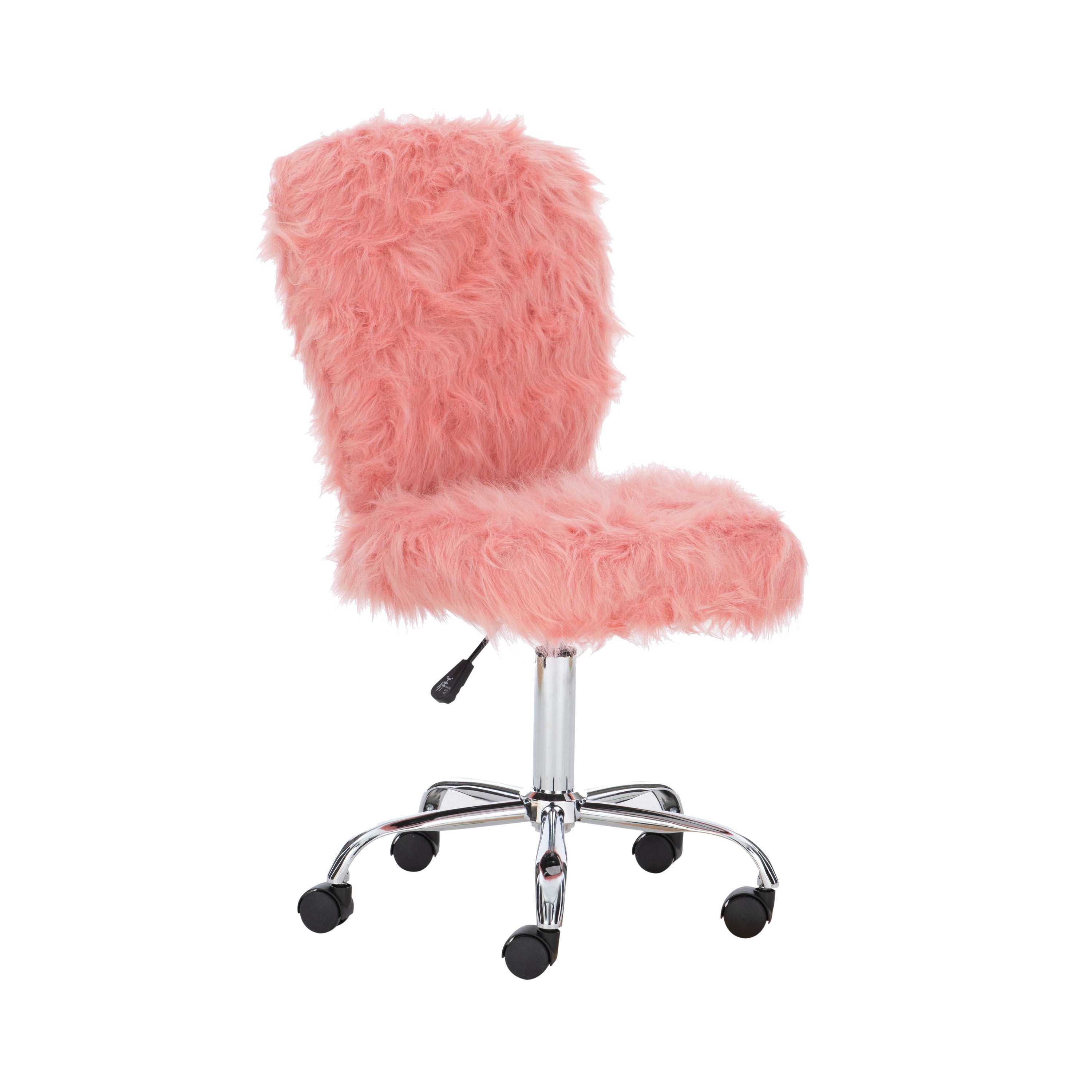 Linon Wilaford Task Chair with Adjustable Height & Swivel, 275 lb. Capacity, Vibrant Pink Faux Fur