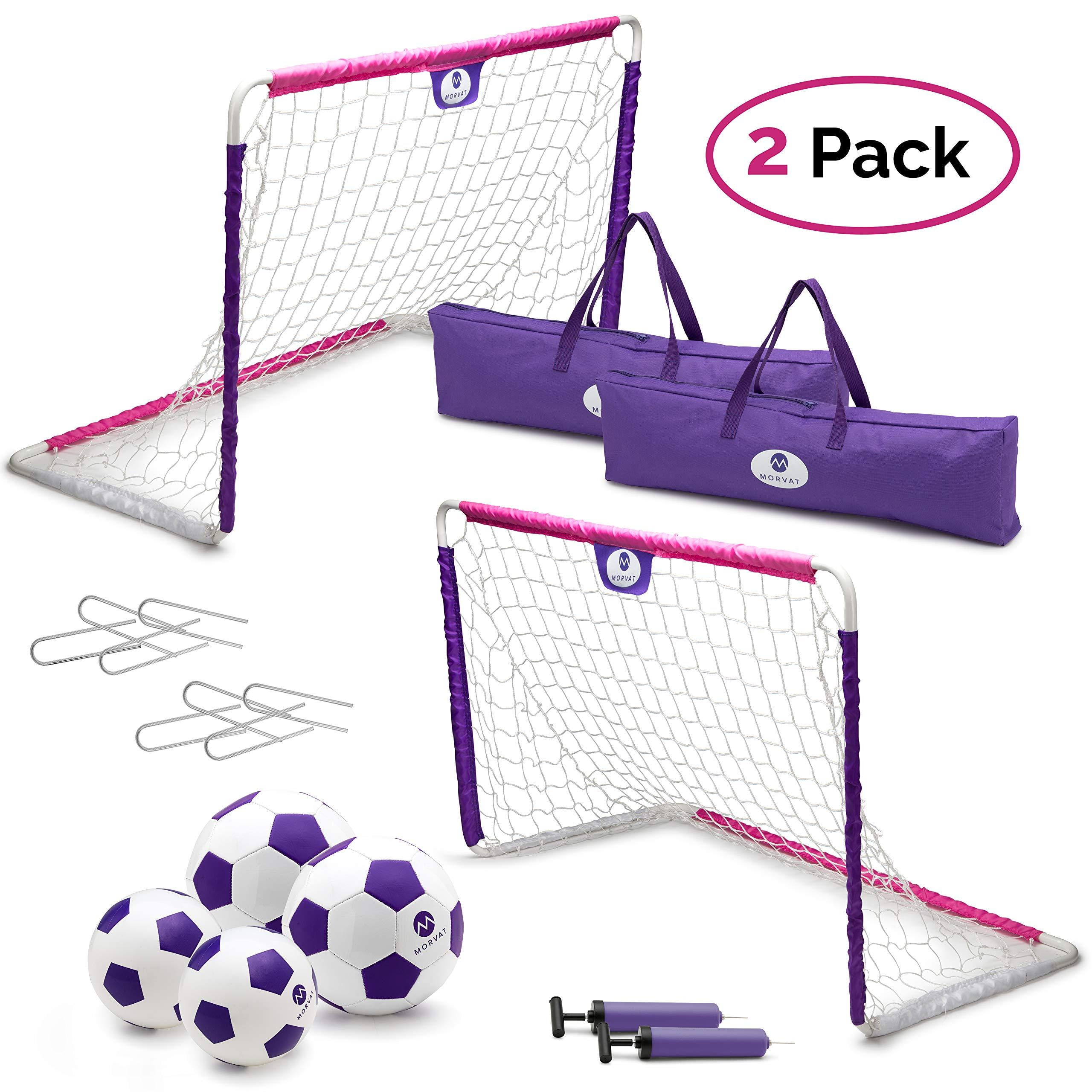 Set Of 2 Soccer Goal For Backyard Toddlers Kids Training Play Portable Net 4 x 2 