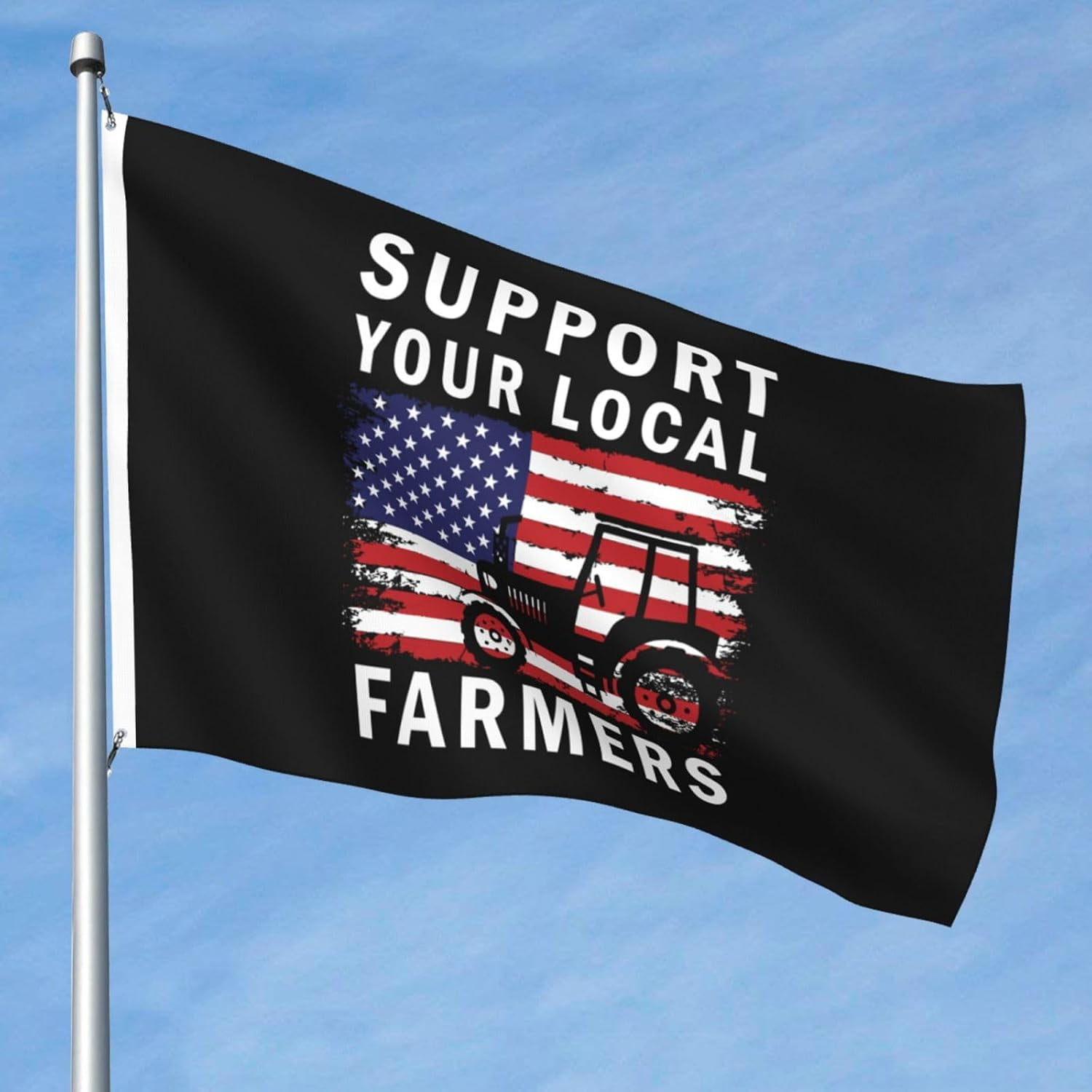 Support Your Local Farmers Usa Flag Flag 5x8 Ft Double-Sided Flags Outdoor Large Size Heavy duty Decorative Banner Du