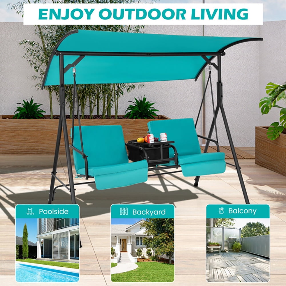 Aimee Lii Porch Swing Chair with Adjustable Canopy, Swing Chair Outdoor, Turquoise Aimee Lii Porch Swing Chair with Adjustable Canopy, Swing Chair Outdoor, Turquoise