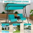 thumbnail image 6 of Kadyn Porch Swing Outdoor, 24 Person Wicker Hanging Bench, Lounger, Porch Swing Chair with Adjustable Canopy-Turquoise, 6 of 9