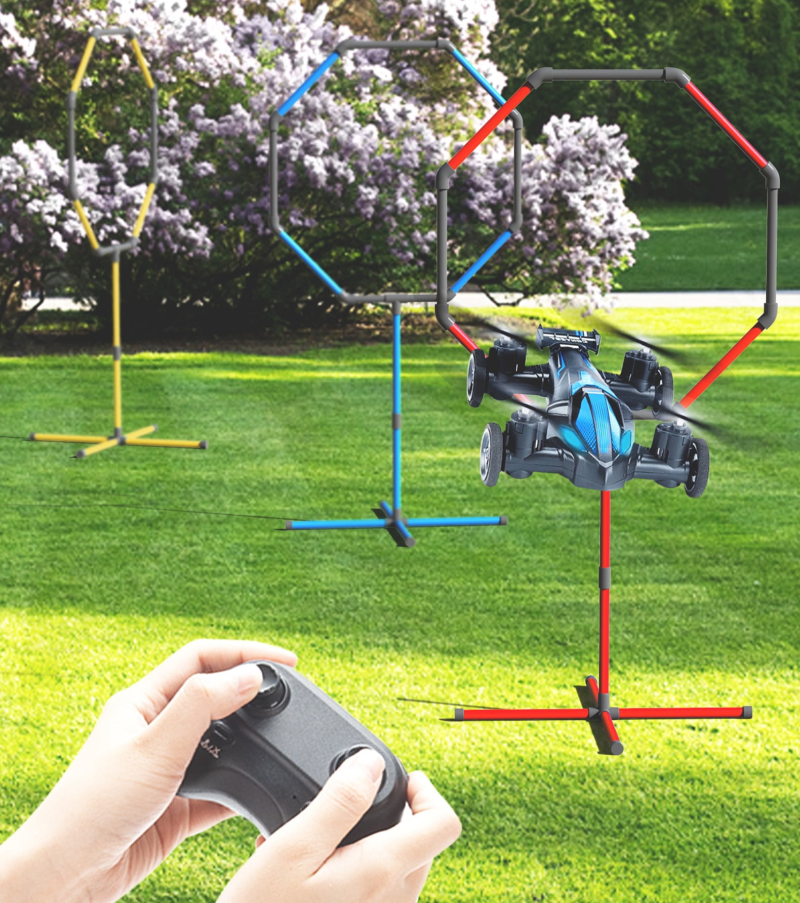 Galvanox Drone Obstacle Course Kit, Includes 3 Hoop Sizes & Stopwatch Perfect for Competition Racing Game Set for Kids/Adults