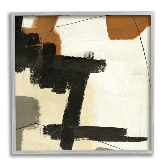 Stupell Industries Beige Contemporary Abstraction Abstract Painting Gray Framed Art Print Wall Art, 12 x 12