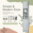 thumbnail image 3 of Multi-Functional Corner Cabinet Tall Bathroom Storage Cabinet with Two Doors and Adjustable Shelves, Open Shelf, Grey, 3 of 6