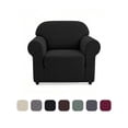 thumbnail image 3 of HUGNEO 1 Piece Stretch Sofa Cover, Jacquard Slipcover with Elastic Bottom, Washable & Pet Friendly Furniture Protector for Armchair, Black, 3 of 11