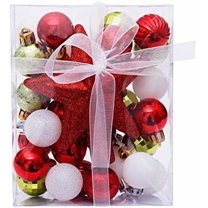 Christmas Tree Decorations,30pcs 3cm Christmas Ball Ornaments Set, Christmas Ornaments Balls Shatterproof Hanging Ornaments Kit