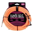 thumbnail image 1 of Ernie Ball Braided Instrument Cable - 1/4" TS to Right Angle 1/4" TS, 25', Neon Orange, 1 of 2