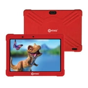 Contixo K101 Red 10-Inch Kids Tablet with Protective Case and 16 GB Storage (Red) & KB-2600 Wireless Bluetooth Kids Headphones (Blue)