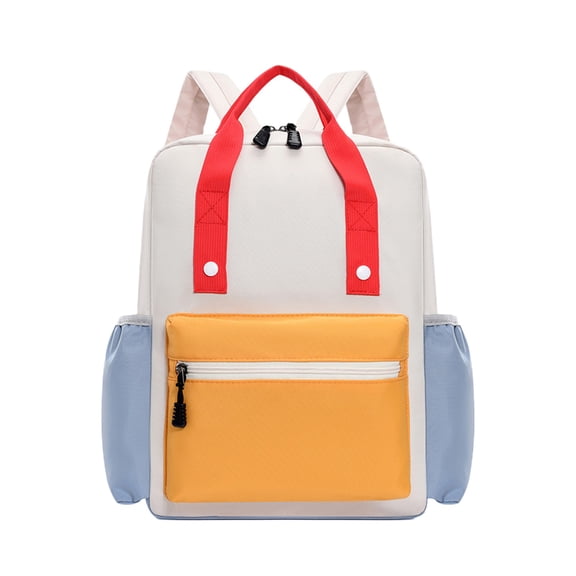Cute Color Block Cloth Backpack,Breathable Wear-Resistant Material,Soft Polyester Lining,Comfortable Double Shoulder Straps,Fashion Lovely Style,Daily School Travel Casual Lightweight Shoulder Bag