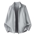 thumbnail image 2 of Bxsruta Lightweight Zip Up Windbreaker Jacket Casual Stand Collar Track Jacket for Men Women Outdoor Sports Daily Wear, 2 of 8