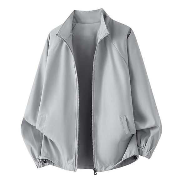 Xdegoge Men's Lightweight Sun Protection Top Oversized Stand Collar Full Zip Windbreaker Batwing Sleeve Loose Fit Jacket Daily Lounge Workout Outfits