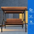 thumbnail image 5 of Uforic Porch Swing Bed 3-Seats Outdoor Patio Swing Heavy Duty Swing Chair with Adjustable Canopy Removable Cushion, Suitable for Adult in Garden, Poolside, Balcony, Brown, 5 of 5