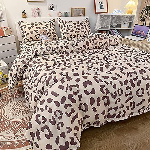 Leopard Print Comforter Cover Set Queen Size Woman Man Brown Leopard Ultra  Soft Bedding Set Abstract Africa Cheetah Leopard Print Duvet Cover For  Home/Hotel/Dorm Room Decorations 