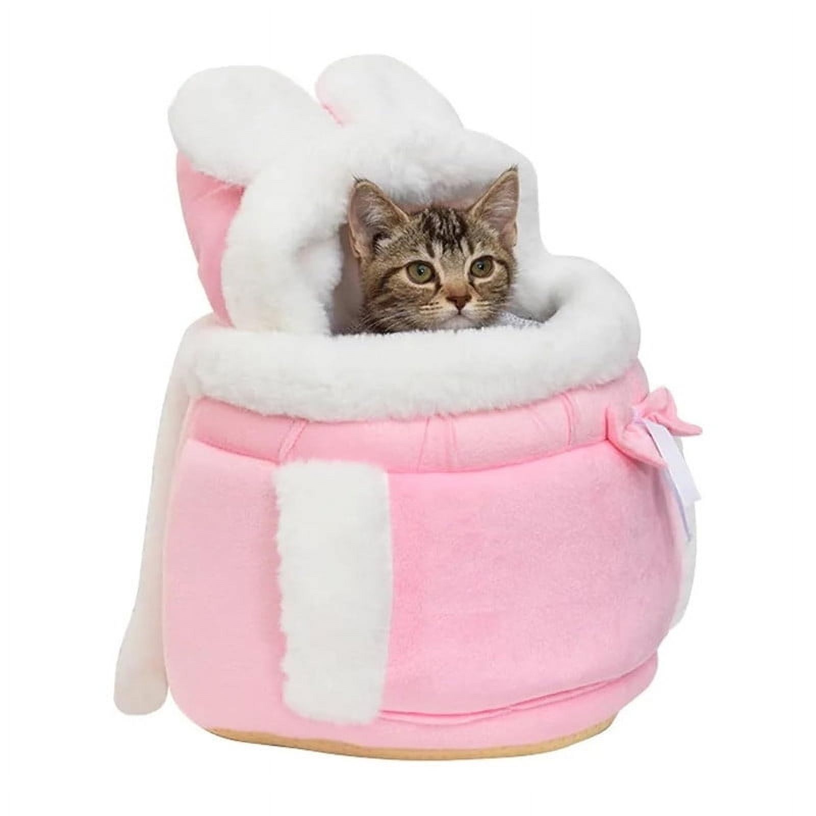 Warm Pet Carrier Bag Small Cat Dogs Backpack Winter Plush Pets Cage for Outdoor Travel Pet Hanging Chest Bags 6kg Load-Bearing (Color : Pink, Size : Medium)
