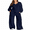 C Navy Blue, variant on DOKOTOO Sweatsuits for Women 2 Piece Outfits Oversized Casual V Neck Sweatshirt with Wide Leg Sweatpants Tracksuit Jogger Set