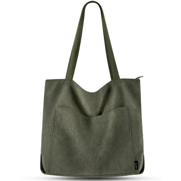 Bolso Prite Corduroy para mujer con hombros grandes, color verde oscuro