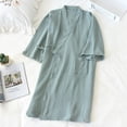 thumbnail image 4 of Sonducket Kimono primavera verano algodón crepé camisón bata de baño media manga hogar Hotel pijamas ropa de dormir Pijama Verde Mujer/L Sonducket AP019175-04, 4 of 6