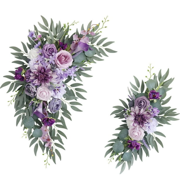 2 Pieces Simulation Wedding Floral Swags Sign Floral Flower