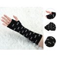thumbnail image 2 of 2 x Ladies Stretchy Fingerless Arm Warmers Elbow Long Gloves Black White, 2 of 6