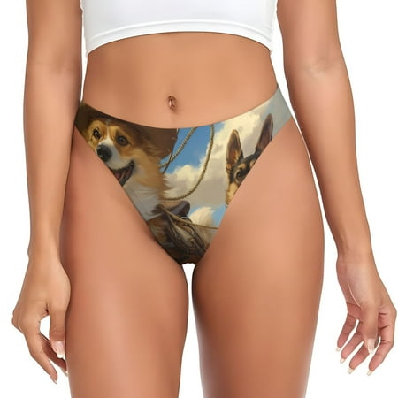 Sigee Farm Corgi German Shepherd for Women s G-String Panty  Low Rise  Soft Lace Perfect for Everyday Wear or Special Occasions-Medium