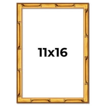 11x16 Frame Gold Bamboo Solid Wood Picture Frame | 1 Inch Moulding Width | Interior Frame Depth