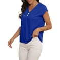 thumbnail image 3 of Cueply Womens Summer Tops Short Sleeve V Neck Dressy Casual Chiffon Blouses T Shirts Tops, 3 of 6