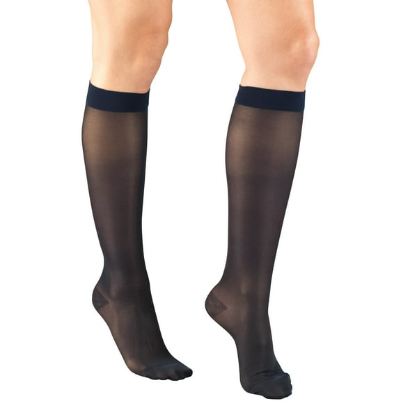 Truform Women's Stockings, Knee High, Sheer: 15-20 mmHg, Navy, X-Large