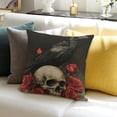 thumbnail image 3 of ZFLMY Skull Cushion Covers,Sugar Skeleton Decorative Pillow Covers,Romantic Rose Floral Pillow Covers Black Birds Animal Decorative Square Pillow Cases,Style Throw Pillow Covers 24x24in, 3 of 5