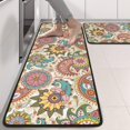 thumbnail image 2 of Kitchen Rugs Sets Of 2,Multicolor Ethnic Paisley and Floral Pattern Anti Fatigue Kitchen Mat Rugs Non Slip Washable,Decorative Kitchen Floor Mats for Kitchen,Sink,Laundry,17"x47"+17"x47", 2 of 5