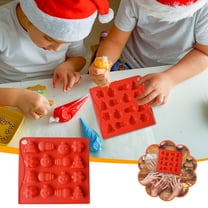 HaoXun 16 Cavity Christmas Silicone Mold for Baking Snowman Tree Biscuits, DIY Holiday Treats with Non-Stick Coating - Perfect for Gingerbread, Candy & Cake Decorations (16.8cm)