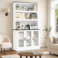 thumbnail image 3 of Homfa 73" Tall Bookcase with Door, 5-tier Bookshelf with Counter Top, Printer Stand for Home Office Living Room, White Oak, 3 of 10