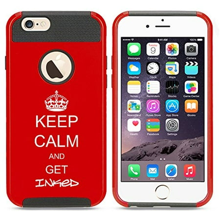 Tattoo Ink Case For Apple iPhone 7 Shockproof Impact Hard Soft Case Cover Keep Calm And Get Inked Tattoo (Red) ()