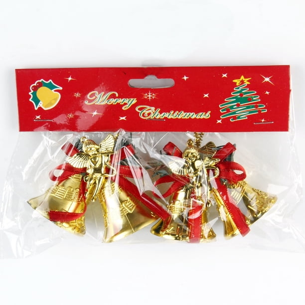 Xiao Hua 16 campanas de 4,5 cm para decoración navideña, de plástico galvanizado, para árbol de Navidad, accesorios colgantes, adornos navideños para el hogar, dorados A