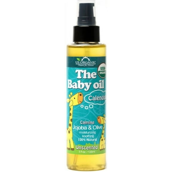 US Organic, The Baby Oil, Unscented, with Calendula, Jojoba, Olive Oil, and Vitamin E, USDA Certified Organic, 5 oz
