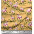 thumbnail image 1 of Soimoi Orange Moss Georgette Fabric Grass & Flamingo Bird Print Fabric by the Yard 42 Inch Wide, 1 of 3