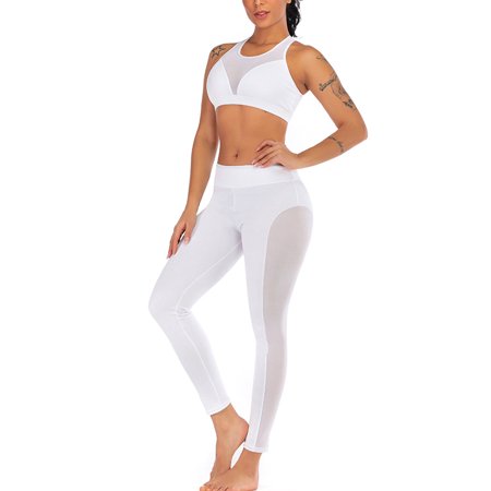 2019 Women's Tracksuit Tights Sportswear Fitness Yoga Suit Sport set For Female Gym Clothing Workout Two Piece Jumpsuit Crop Top Black