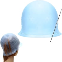 VANIDO Punched Hole Highlight Cap and Hook Kit, Reusable Silicone Hair Highlighting Cap with Holes for Highlights DIY Dyeing Highlight Cap Hook Hairdressing Salon Fit for Long Hair Short Hair (Blue)