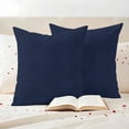 thumbnail image 3 of Solid Dark Blue Outdoor Waterproof Pillow Covers, Minimalism Abstract Denim Texture Decorative Square Throw Pillowcase Sofa Cushion Sham for Patio/Couch/Chair, 26"x26" 2 Pack, 3 of 8
